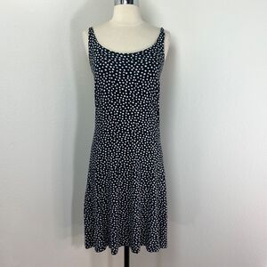Vintage Y2K Black White Polka Dot Knit Shift Dress Small Boho Peasant Sporty